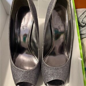 Elegant Gray Peep-Toe Heels